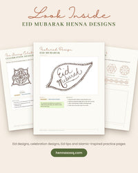 Thumbnail for Eid Mubarak Henna Designs: 7 Hand-Drawn Designs & Islamic-Inspired Practice Pages (Free eBook) - Henna Sooq