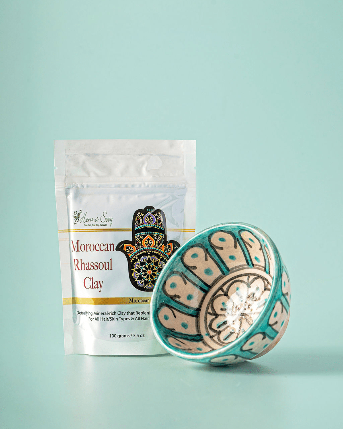 Moroccan Rhassoul Mud Mask + Bowl - Henna Sooq