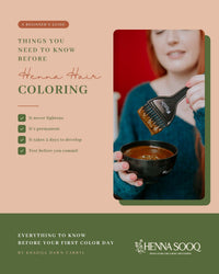 Thumbnail for Things You Need to Know Before Henna Hair Coloring, a free beginner's eBook by Khadija Dawn Carryl, Henna Sooq